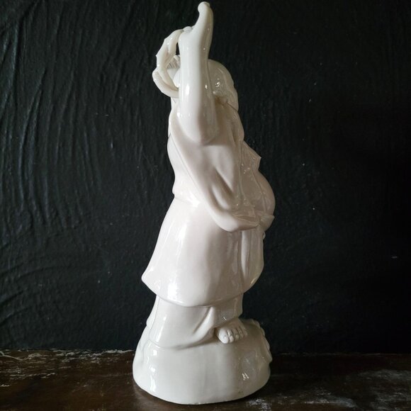 Vintage Blanc de Chine White Porcelain Laughing Buddha Statue Figurine - Picture 5 of 7